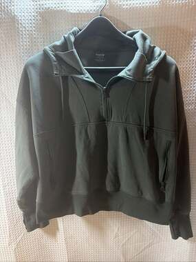 Old Navy Active Dynamic Fleece Half Zip Hoodie Dark Green Cropped Pullover 2X